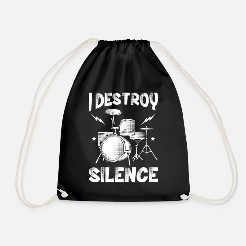 Drum Drummer I Destroy Silence Rock Schlagzeug - Turnbeutel - Schwarz
