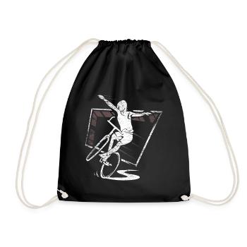 Art biking gymnastics gift - Drawstring Bag - black - Front
