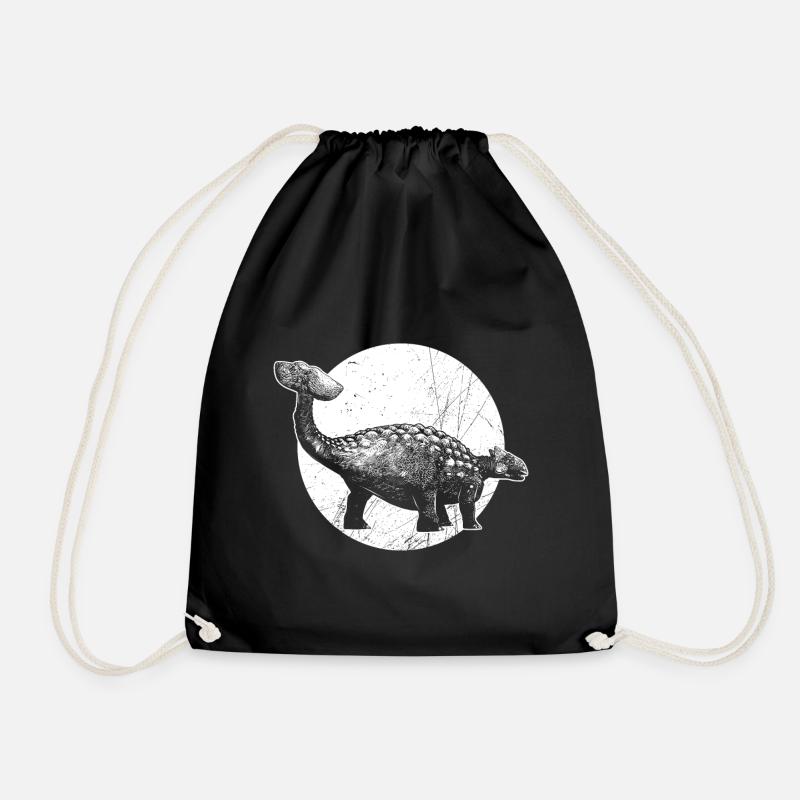 Primeval dinosaur Ankylosaurus foraging - Drawstring Bag - black