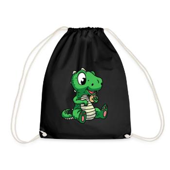 Dino Dragon Fantasy Child Cookies Birthday Gift - Drawstring Bag - black - Front