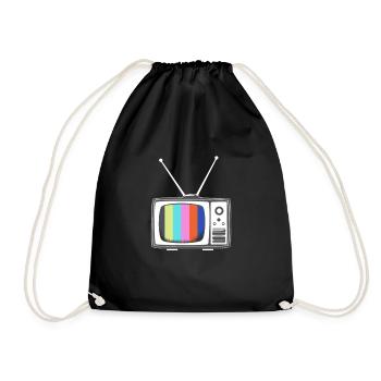 TV Geschenk Fernsehen Fernseher - Turnbeutel - Schwarz - Vorne