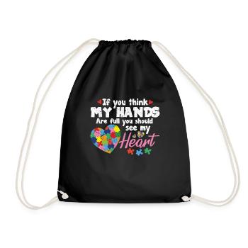 Autism Asperger Autist autistic autism gift - Drawstring Bag - black - Front