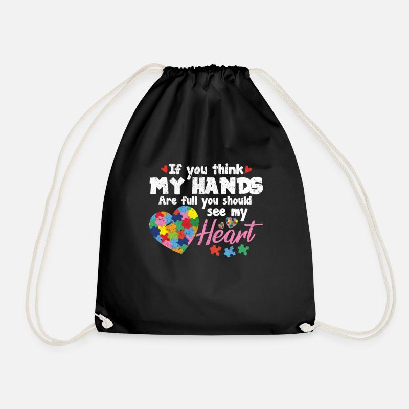 Autism Asperger Autist autistic autism gift - Drawstring Bag - black