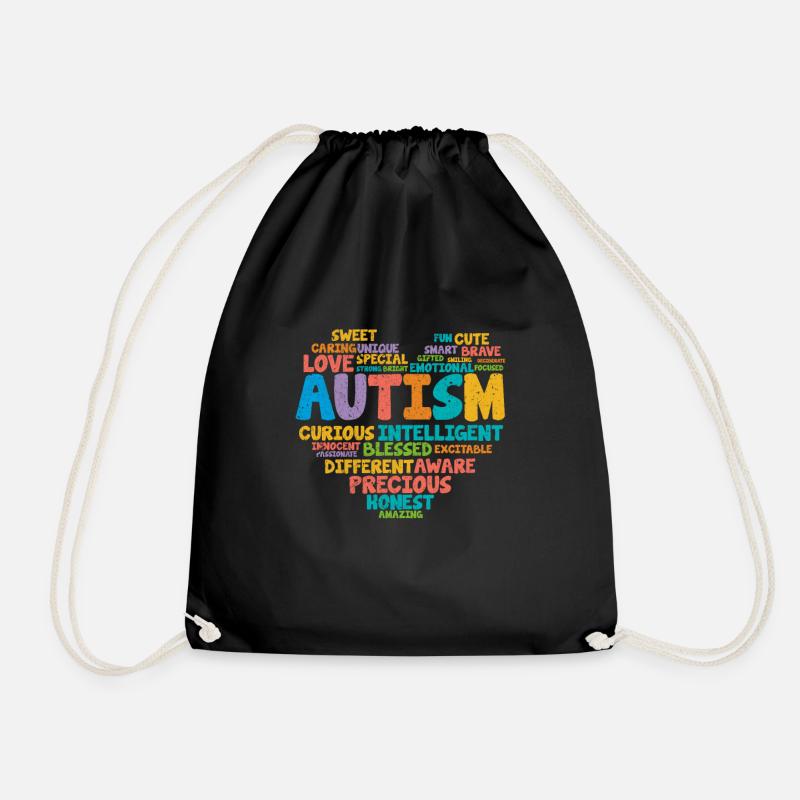 autism - Drawstring Bag - black