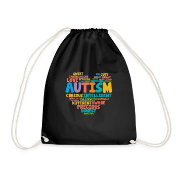 Autism Asperger Autist autistic autism gift - Drawstring Bag - black - Front