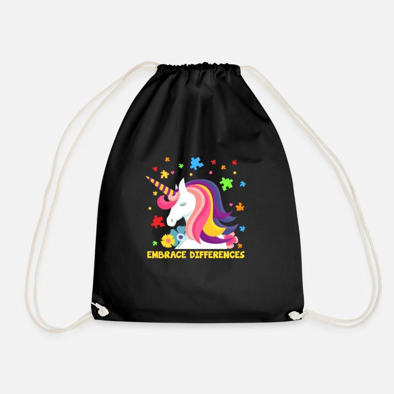 Autismus Einhorn Autist Asperger Autism Geschenk - Turnbeutel - Schwarz