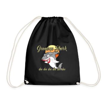 Bronntanas Ainmhithe Grandma Shark Cool - Drawstring Bag - black - Front