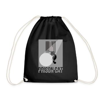 Cat Meow Cat Prison Outbreak Funny Cute - Drawstring Bag - black - Front