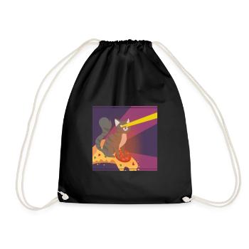 Chat Minou Pizza Manger Faim Chat Drôle - Sac de sport léger - noir - Devant