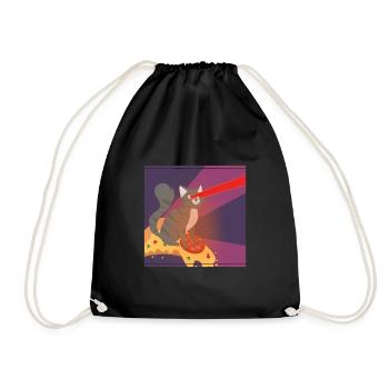 Chat Minou Pizza Manger Faim Chat Drôle - Sac de sport léger - noir - Devant
