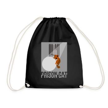 Cat Meow Cat Prison Outbreak Funny Cute - Drawstring Bag - black - Front