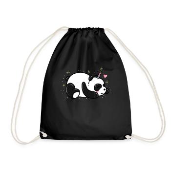 Pandicorn - niedliches Panda-Einhorn Pandacorn-Geschenk - Turnbeutel - Schwarz - Vorne