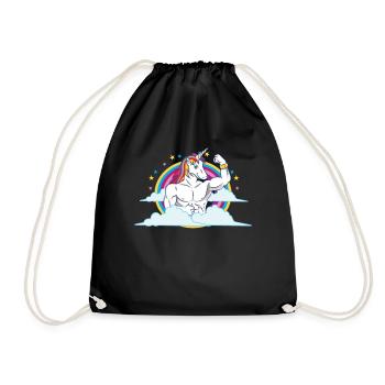 Unicorn Muscles - Funny Fitness Gym Rainbow Gift - Drawstring Bag - black - Front