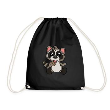 Raccoon Animals Cookies Kids Fantasy Wildlife - Drawstring Bag - black - Front