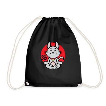 Yoga cat - Drawstring Bag - black - Front