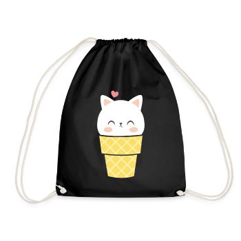 Crème glacée T-Shirt Chats Crème glacée Cône Mignon Chat Idée cadeau - Sac de sport léger - noir - Devant
