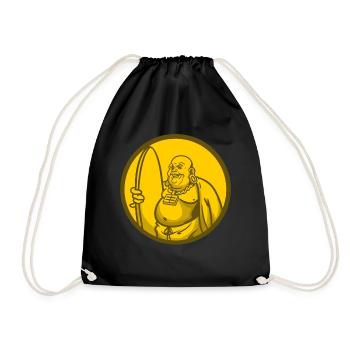 Cartoon Cartoon Buddha Surfing Spiritually - Drawstring Bag - black - Front