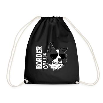 Border Collie - Turnbeutel - Schwarz - Vorne