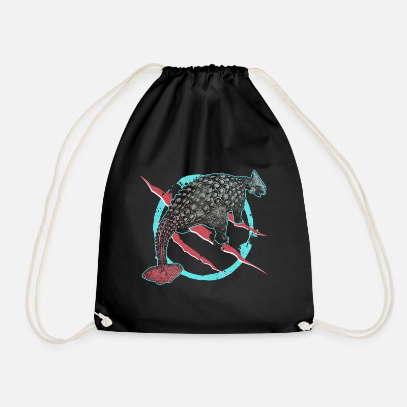 Dinosaur Ankylosaurus prehistoric wilderness fossil - Drawstring Bag - black