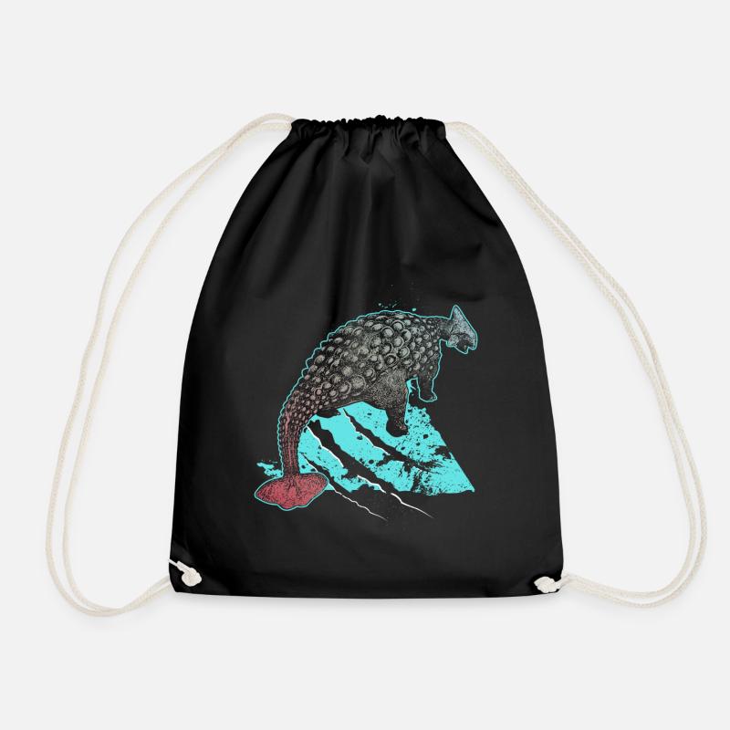 Ankylosaurus Dinosaurs of primitive times Fossil idea - Drawstring Bag - black