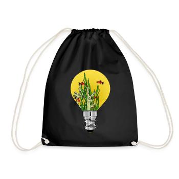 Leuchtende Lampe mit Natur Fischen Geschenkidee - Turnbeutel - Schwarz - Vorne