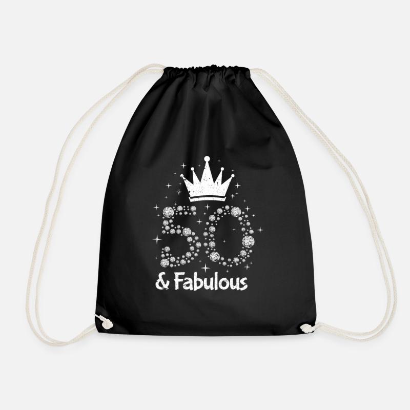 50th birthday - Drawstring Bag - black