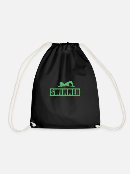 Swimming Swimming Swimming Swimming - Drawstring Bag - black