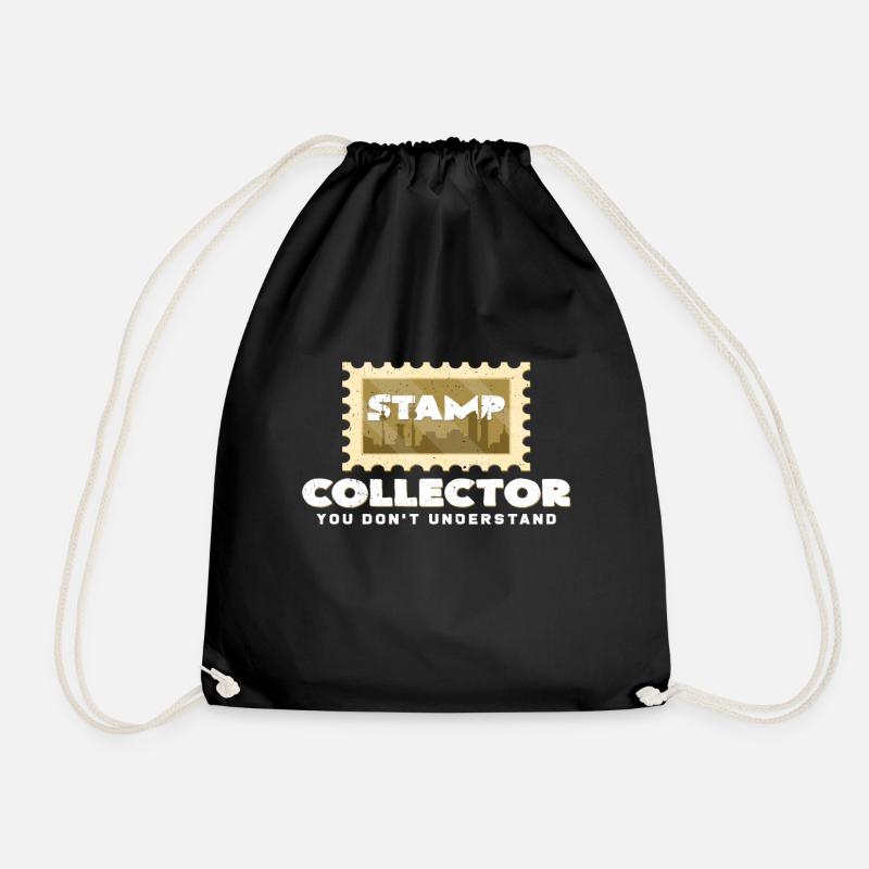 stamps - Drawstring Bag - black
