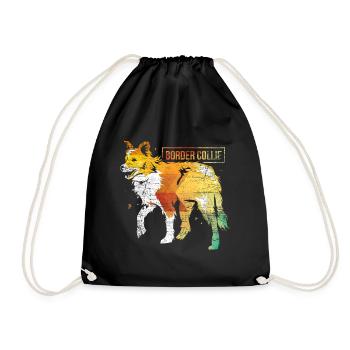 Border Collie polygon - Turnbeutel - Schwarz - Vorne