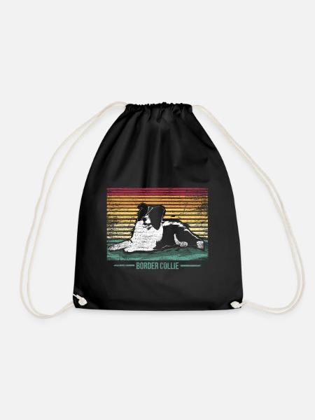 Border Collie - Drawstring Bag - black