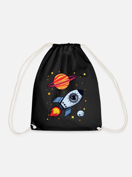 Raumschiff Weltraumfahrt Raketenschiff Geschenk - Turnbeutel - Schwarz
