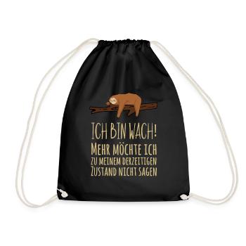 Sloth Late riser Morning mustache Early riser - Drawstring Bag - black - Front