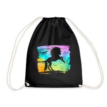 Horse Silhouette Stallion Mare Woman Love Gift - Drawstring Bag - black - Front