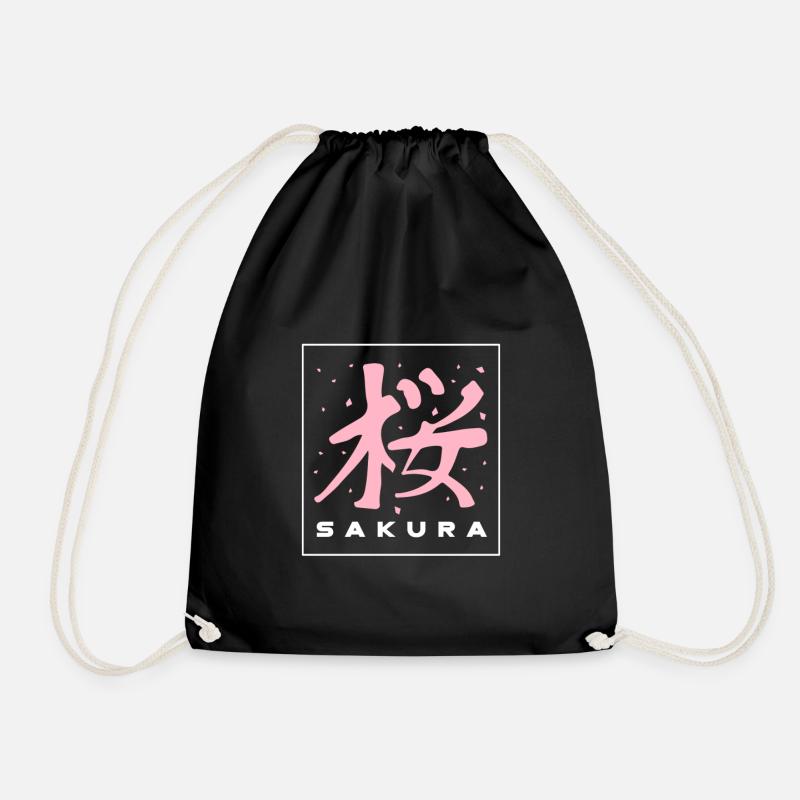 Sakura - Drawstring Bag - black