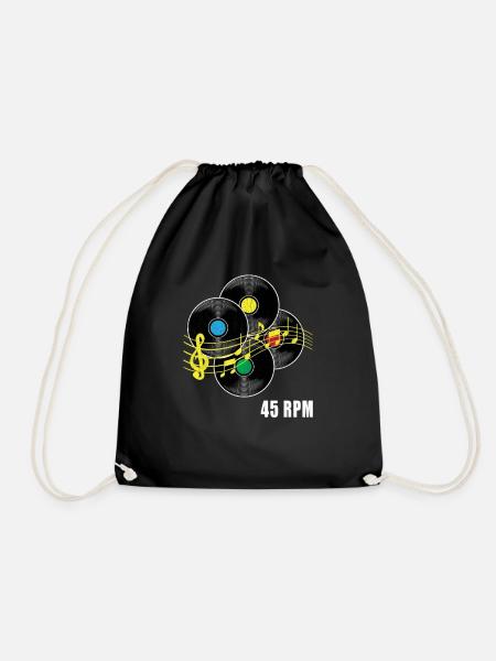 45 RPM record Hipster Record LP record - Drawstring Bag - black