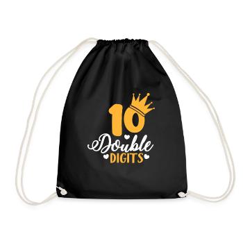 10th birthday - Drawstring Bag - black - Front