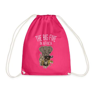the big five, safari, wilderness, animals - Drawstring Bag - fuchsia - Front