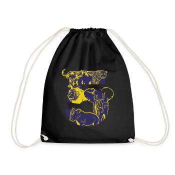 big five, afirka, safari, holiday, animals - Drawstring Bag - black - Front
