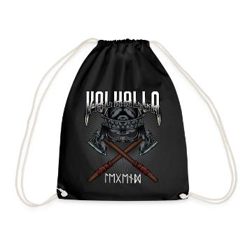 Valhalla Viking Äxte Helm Runen Walhall Geschenk - Turnbeutel - Schwarz - Vorne