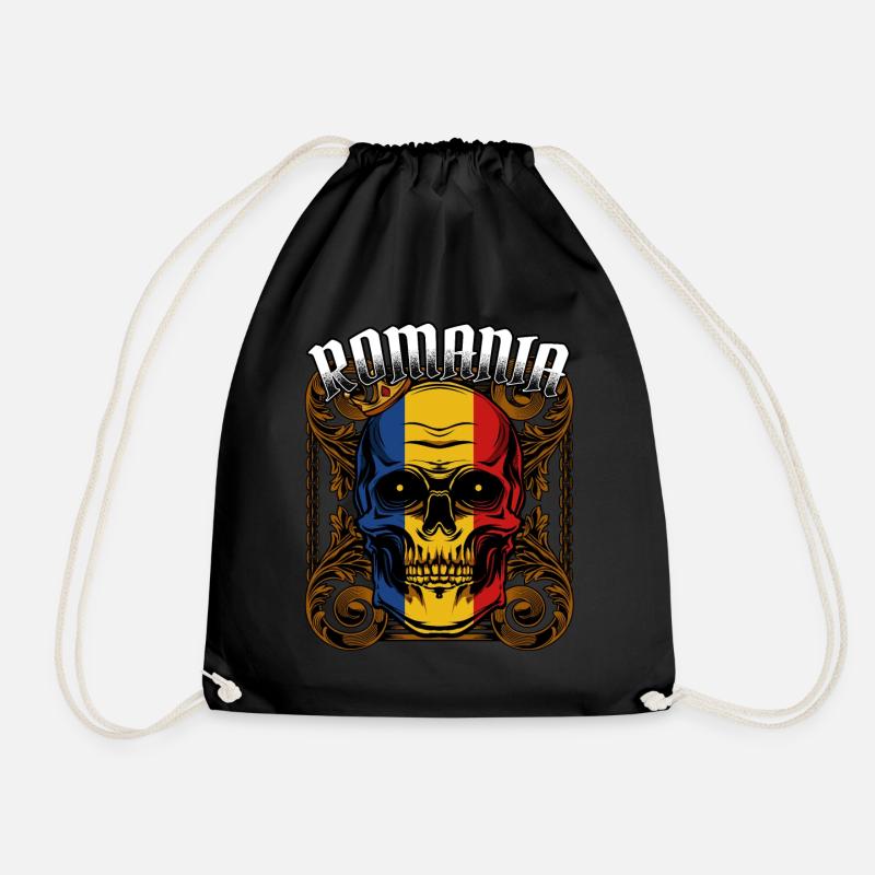Rumänischer Totenkopf Rumänien Bukarest Geschenk - Turnbeutel - Schwarz