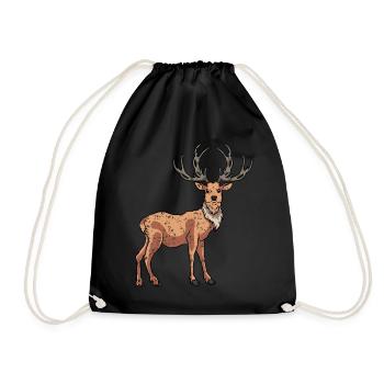 Hirsch in Retro Vintage Style - Turnbeutel - Schwarz - Vorne