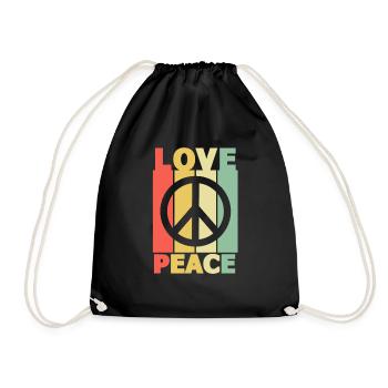 70er Love Peace - Turnbeutel - Schwarz - Vorne