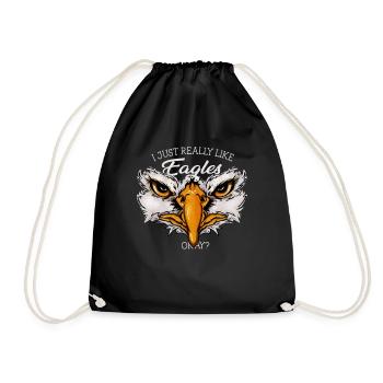 I Just Really Like Eagles Okay? Funny Eagle Gift - Drawstring Bag - black - Front