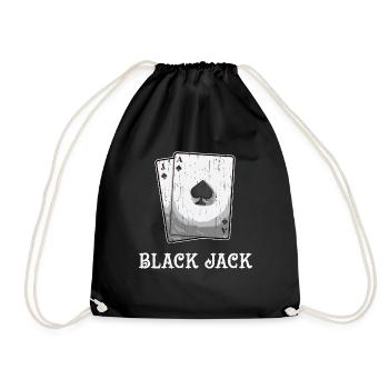 Blackjack Blackjack Card Game Gambling luck - Drawstring Bag - black - Front