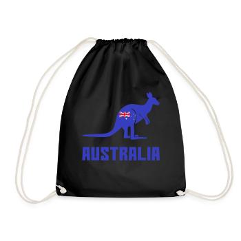 Kangaroo with Australia flag - Drawstring Bag - black - Front