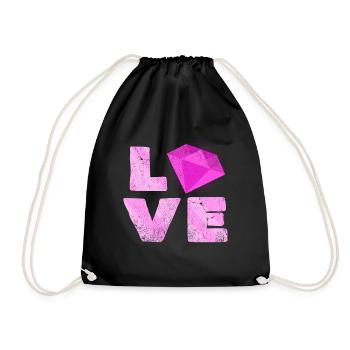 Love | Minerals Typography Gemstones Gift - Drawstring Bag - black - Front