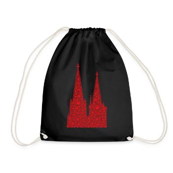 Cathédrale de Cologne Coeurs Kölle Amour Coeur Carnaval Cologne - Sac de sport léger - noir - Devant