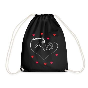 Cheval et chien forme coeur - Sac de sport léger - noir - Devant