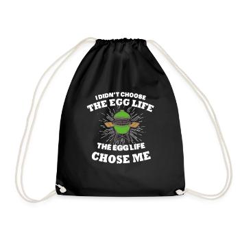 Barbecue Griller BBQ Gift Egg life chose me - Drawstring Bag - black - Front