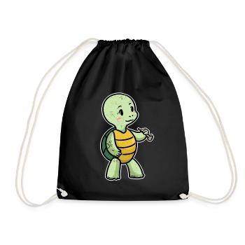 Petite tortue à pipe animaux fantaisie - Sac de sport léger - noir - Devant
